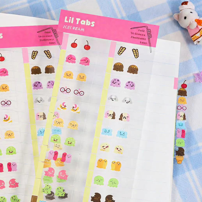 Memo Pad Sticky - 22/44 ชิ้น แท็บดัชนีและแท็กบุ๊คมาร์คตกแต่งธีมไอศกรีมน่ารัก เหมาะสำหรับสมุดบันทึกและโน้ตบุ๊ค อุปกรณ์เสริมสำหรับไดอารี่