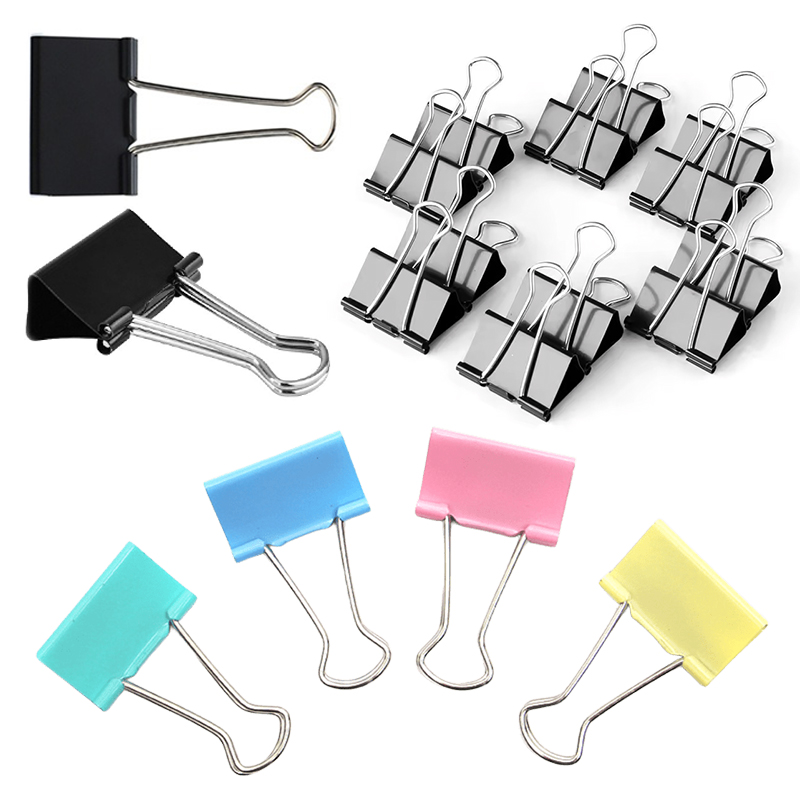 Supply Of Office Stationery - คลิปหนีบกระดาษโลหะขนาด 25 มม. 10 ชิ้น สีดำหลากสี