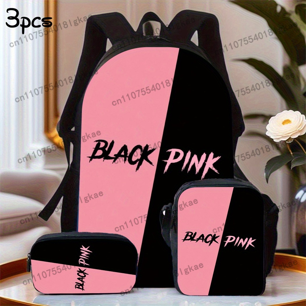 Pencil Case Large - ชุดกระเป๋าเป้สะพายหลัง KPOP สำหรับฤดูร้อน 3 ชิ้น ประกอบด้วยกระเป๋าเป้สะพายหลังความจุขนาดใหญ่