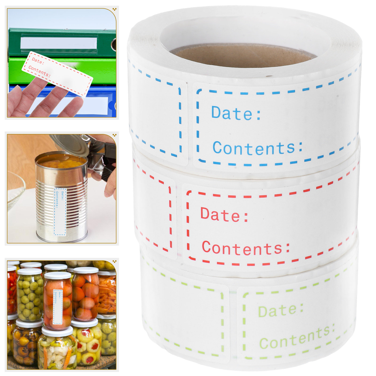 Sticker Label Roll - สติกเกอร์ฉลากอาหารแบบมีกาว 3 ม้วน ลอกออกได้ไม่มีคราบตกค้าง ใช้งานง่ายสำหรับตู้เก็บอาหาร ตู้แช่แข็ง